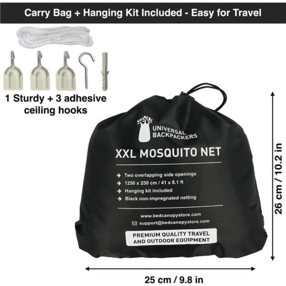 Black Mosquito Net for Single to King-Sized Beds – 2 Openings or Fully-Enclosed - Picture 5 of 7